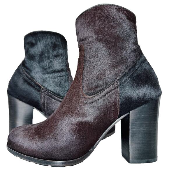 FRYE Parker Short Calf Hair On Black Ankle Bootie Boots - Picture 1 of 6